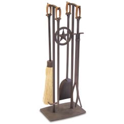 Pilgrim Distressed Bronze Western Star Fireplace Tool Set