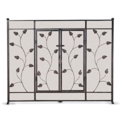 Pilgrim Leaf and Vine Flat Fireplace Screen with Doors