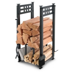 Pilgrim Portfolio Matte Black Hearth Center with Fireplace Tool Set