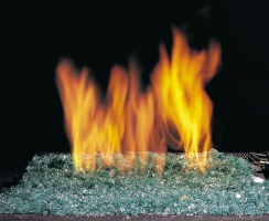 Real Fyre 18" SEE THRU Emerald Green Vented Natural Gas Fire Glass Set with On/Off Automatic Pilot Kit