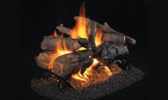 Real Fyre See Thru 24 Inch Charred American Oak ANSI Certified Vented Natural Gas Log Set - On/Off Automatic Pilot Kit