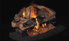 Real Fyre See Thru 30 Inch Charred Rugged Split Oak ANSI Certified Vented Natural Gas Log Set - On/Off Automatic Pilot Kit