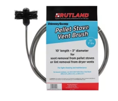 Rutland 3 Inch Chimney Sweep Pellet Stove Vent Brush with 10' Flexible Handle