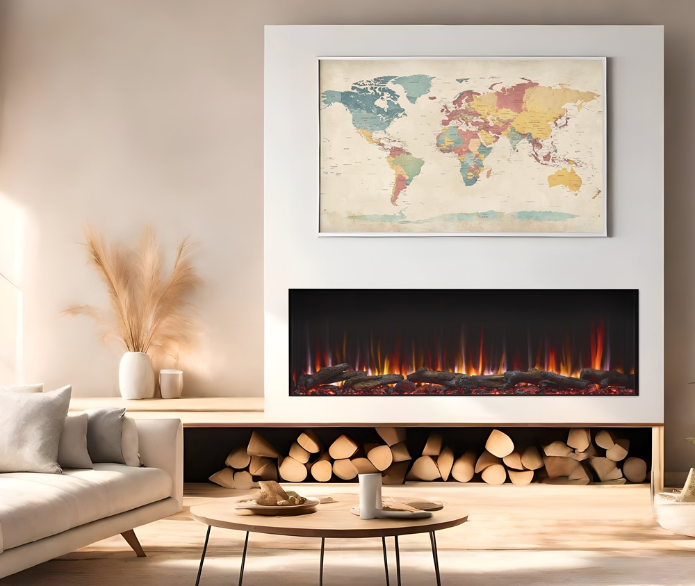 Simplifire 65 Inch Triton Built-In Bay Front Electric Fireplace