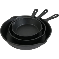 Sunnydaze 3 Piece Pre-Seasoned Cast Iron Skillet Set