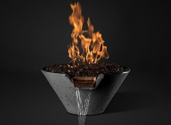 Slick Rock Concrete 34 Inch Cascade Conical Fire on Glass Feature - Electronic Ignition