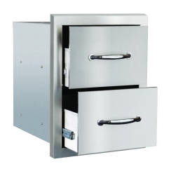 Summerset Set of Three 17 Inch Double Drawer with Masonry Frame Return