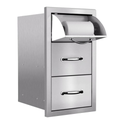 Summerset 17 Inch Vertical Two Drawer and Paper Towel Holder with Masonry Frame Return