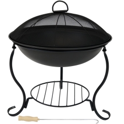 Sunnydaze 18 Inch Black Steel Raised Outdoor Wood Burning Fire Pit