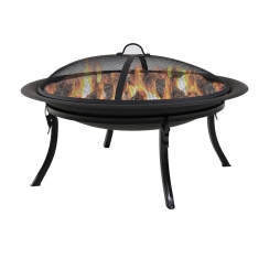 Sunnydaze 20 Inch Black Steel Folding Outdoor Wood Burning Fire Bowl