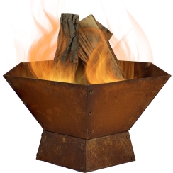 Sunnydaze 23 Inch Hexagonal Rustic Affinity Outdoor Wood Burning Fire Bowl