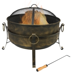 Sunnydaze 24 Inch Black Steel Cauldron Outdoor Wood Burning Fire Pit
