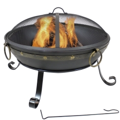 Sunnydaze 25 Black Steel Victorian Outdoor Wood Burning Fire Bowl
