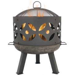 Sunnydaze 26 Inch Black Cast Iron Retro Outdoor Wood Burning Fire Bowl