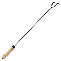 Sunnydaze 32 Inch Black Steel Log Poker with Wooden Handle