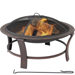 Sunnydaze 29 Inch Bronze Steel Outdoor Portable Outdoor Wood Burning Fire Bowl