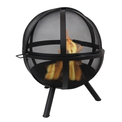 Sunnydaze 30 Inch Black Steel Sphere Portable Outdoor Wood Burning Fire Pit