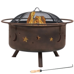 Sunnydaze 30 Inch Steel Cosmic Stars and Moons Outdoor Cooking Wood Burning Fire Pit