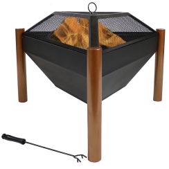 Sunnydaze 31 Inch Black Steel Triangle Outdoor Wood Burning Fire Pit
