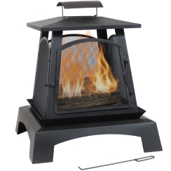 Sunnydaze 32 Inch Black Steel Pagoda Style Outdoor Wood Burning Fire Pit