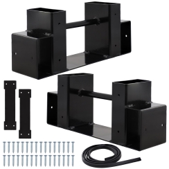 Sunnydaze Black Powder Coated Steel Adjustable Log Rack Bracket and Accessory Kit - Pack of Two