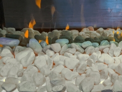Sustainable Hearth 50 Inch White Carrara Pebbles for Optic Electric Fireplace