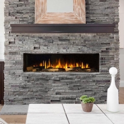 Sustainable Hearth 60 Inch Bay Front Electric Fireplace with Conversion Kit, Remote and Log Set