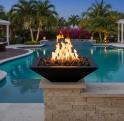 Travertine and More 24 Inch Square Gas Fire Bowl - Push Button Ignition