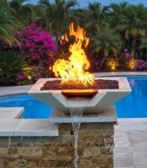 Travertine and More 42 Inch Gas Fire and Water Bowl - Match Light Ignition