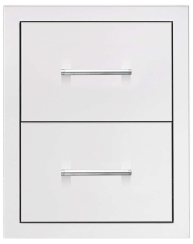 TrueFlame 17 Inch Masonry Vertical Double Outdoor Kitchen Drawer with TrueFlame Handles