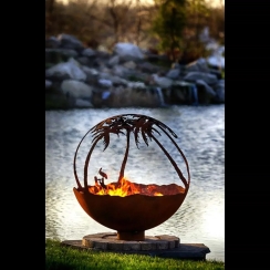 The Fire Pit Gallery 37 Inch Another Day in Paradise Sphere Fire Pit with Flat Steel Base