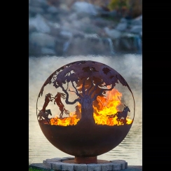 The Fire Pit Gallery 37 Inch Wildfire Sphere Fire Pit with Flat Steel Base