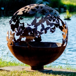 The Fire Pit Gallery 37 Inch Wings Butterfly Sphere Fire Pit with Flat Steel Base