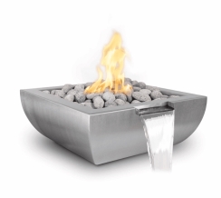 The Outdoor Plus 36 Inch Avalon Stainless Steel Gas Fire and Water Bowl