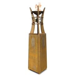 The Outdoor Plus 24 Inch Bastille Corten Steel Fire Tower - 12V Electronic Ignition
