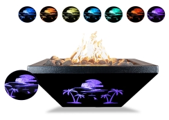 The Outdoor Plus 30 Inch Lighthouse Miami LED Gas Fire Bowl - 12V Ignition