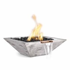The Outdoor Plus 30 Inch Maya Wood Grain Gas Fire and Water Bowl
