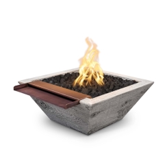 The Outdoor Plus 24 Inch Maya Wood Grain Gas Fire and Water Bowl - Wide Spill