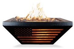 The Outdoor Plus 30 Inch USA Lighthouse LED Powder Coat Gas Fire Bowl