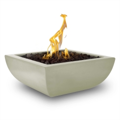 The Outdoor Plus 30 Inch Avalon GFRC Square Gas Fire Bowl