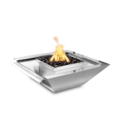 The Outdoor Plus 30 Inch Maya Stainless Steel Gas Fire and Water Bowl - Wide Gravity Spill