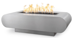 The Outdoor Plus 60 x 28 Inch La Jolla Hammered Copper Gas Fire Pit with Flame Sense