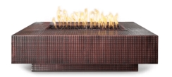 The Outdoor Plus 56 x 38 Inch Linear Cabo Hammered Copper Gas Fire Pit with Flame Sense