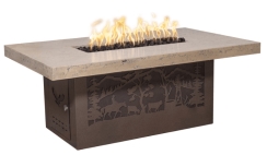 The Outdoor Plus 60 x 36 Inch Outback Cattle Ranch Corten Steel Gas Fire Pit with Flame Sense