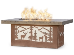 The Outdoor Plus 60 x 36 Inch Outback Deer Country Corten Steel Gas Fire Pit with Flame Sense