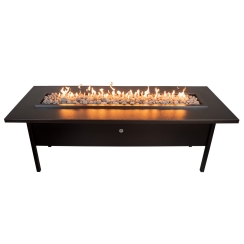 The Outdoor Plus 102 Inch Seashore Powder Coat Steel Gas Fire Pit with Flame Sense