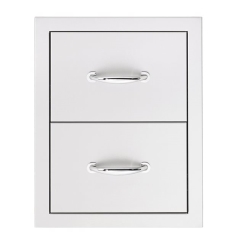 TrueFlame 17 Inch Stainless Steel Double Drawer