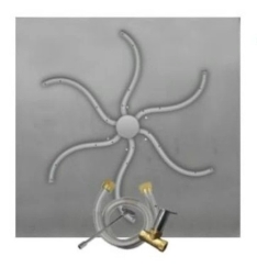 TrueFlame Flat Square Fire Pit Pan and Octoburner Kit - Match Lit