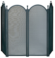 Uniflame Four Panel Black Fireplace Screen with Woven Mesh