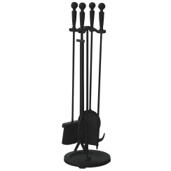 Uniflame 5 Piece Black Ball Handled Fireplace Tool Set